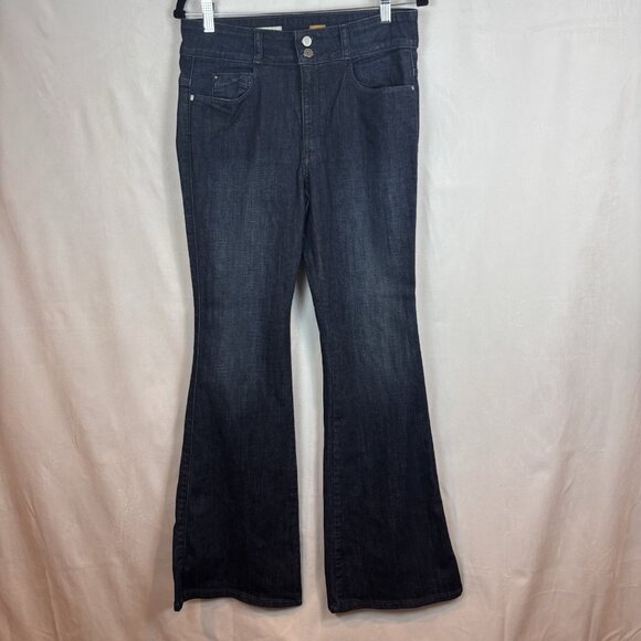 Pilcro Women's Dark Wash Flare Jeans Size 30 70s bohemian Hippie Night Out Dress - Picture 2 of 16